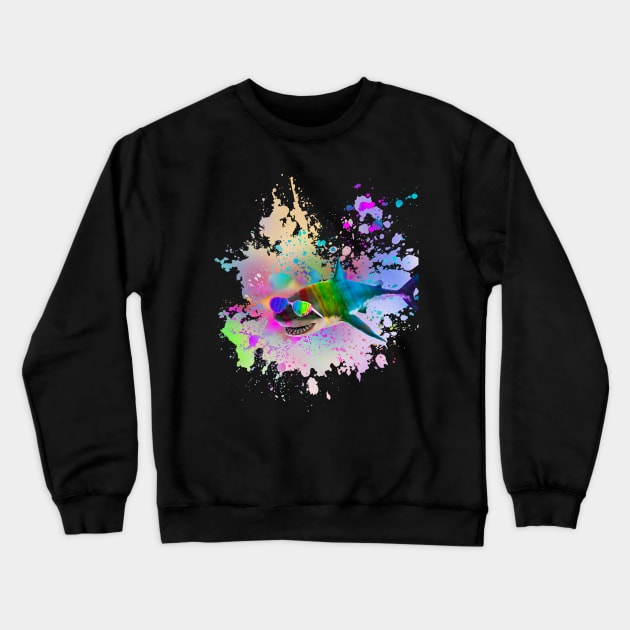 Shark Sharks Wearing Love Rainbow Heart Glasses Crewneck Sweatshirt by Random Galaxy